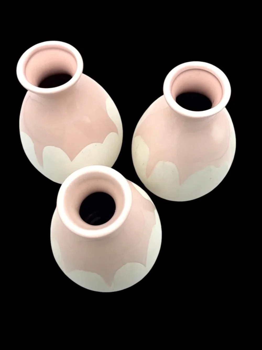 Isaac Mizrahi Loves XO Sienna Pink & White Ceramic Bud Vase Set of 3 Modern